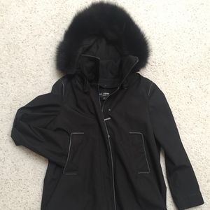 St John Fox Trimmed Winter Coat Size 10